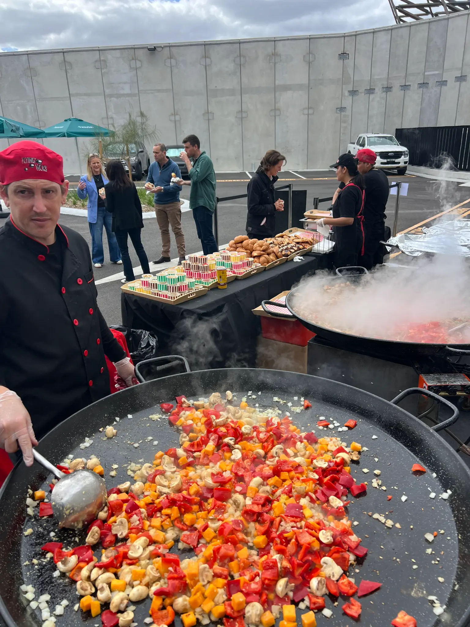 Flying Woks live cooking at Melbourne breakfast catering corporate event
