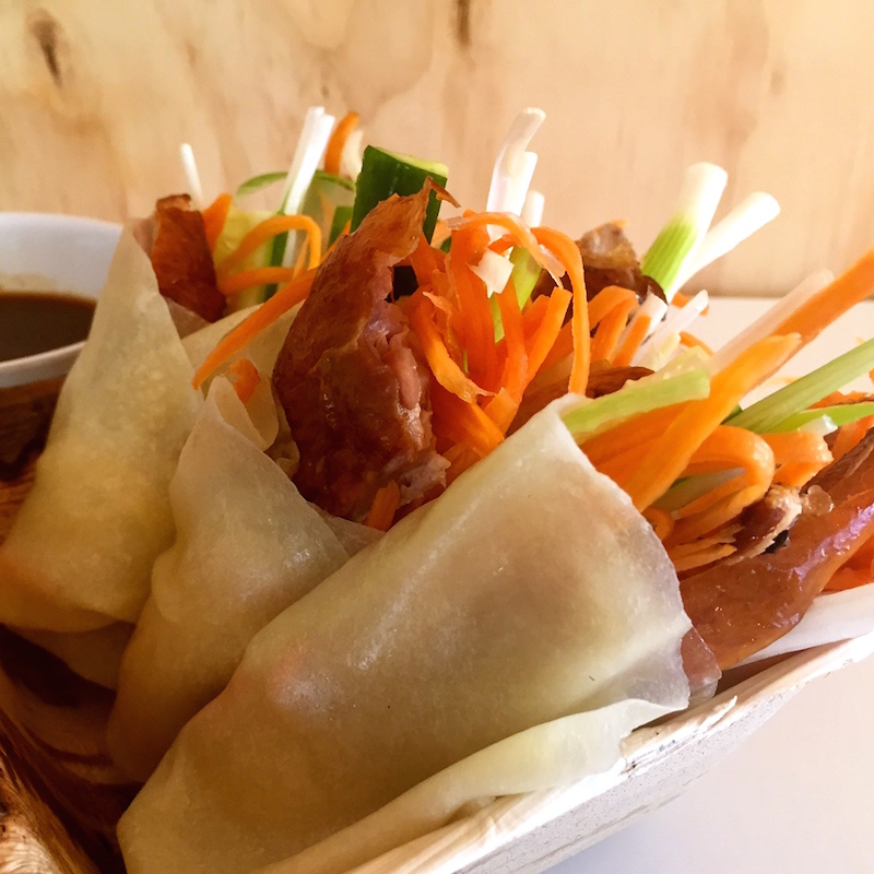 Peking duck crepes canape catering Melbourne - Flying Woks