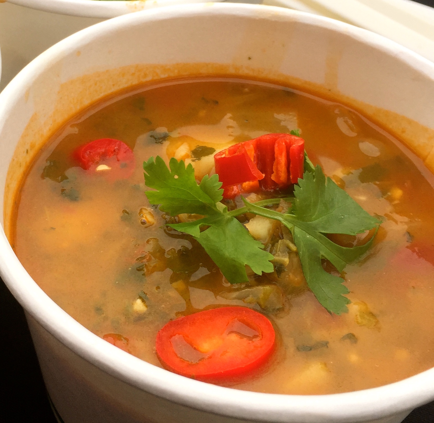Chickpea and spinach soup served hot